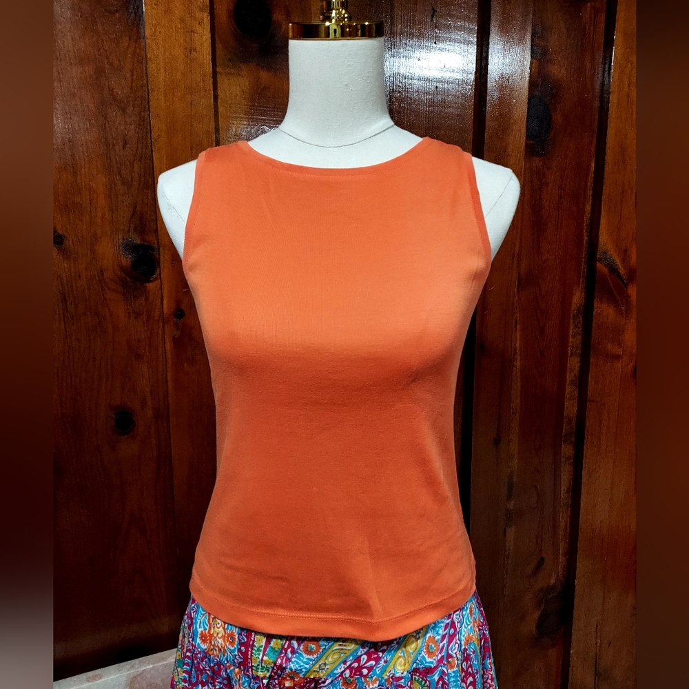 Talbots Orange 100% Pima Cotton Tank Top